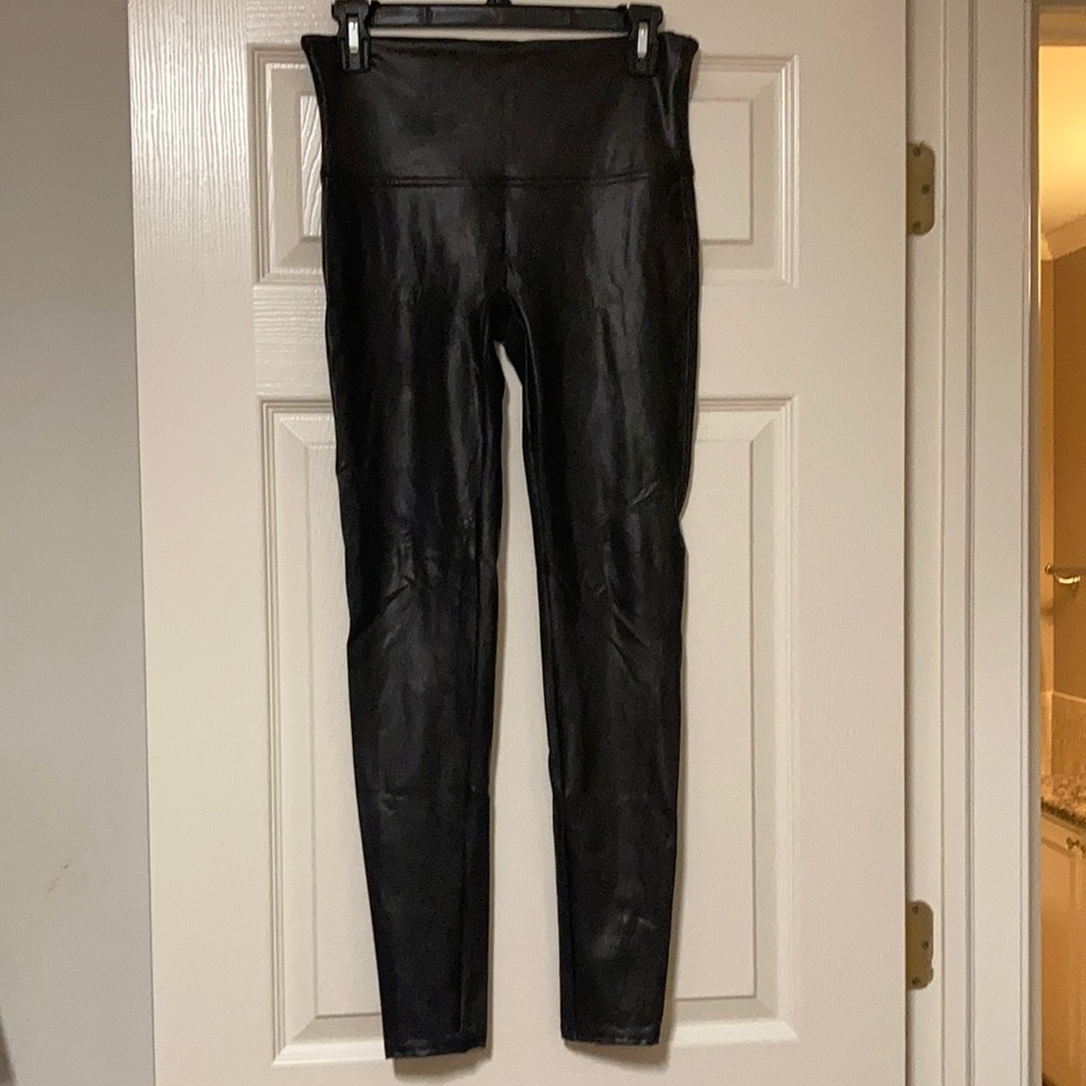 Spanx Black Faux Leather Leggings Size L